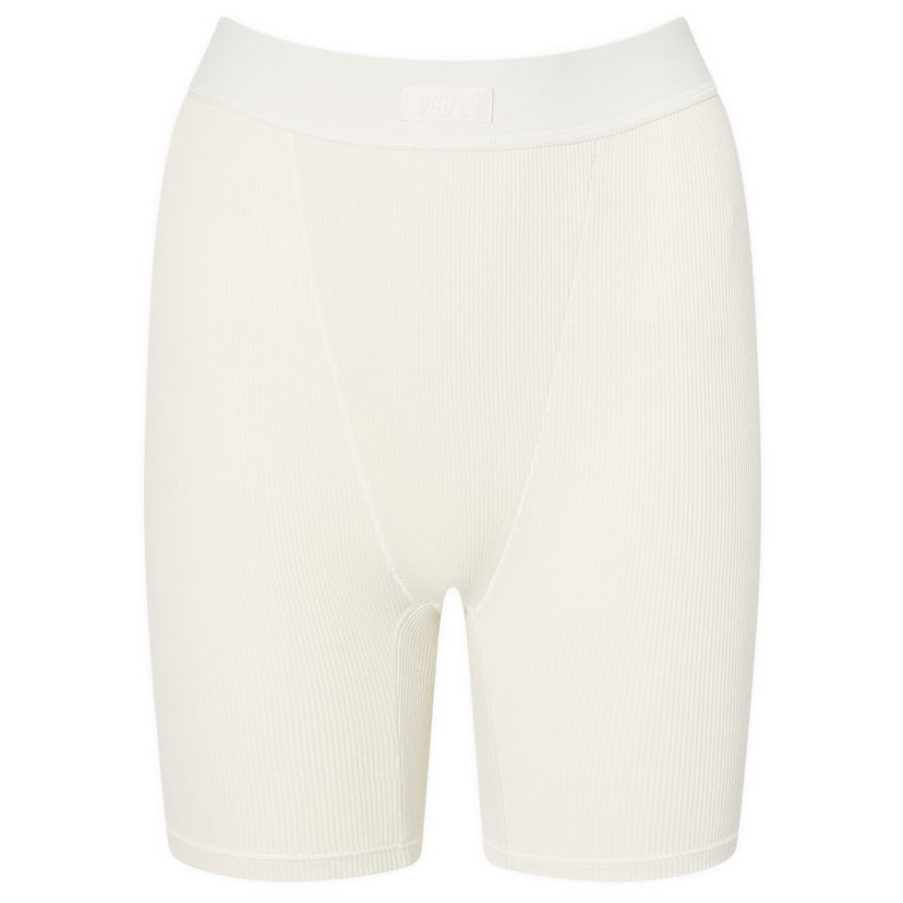 Shorts SKIMS Ribbed Cotton Boxer Shorts Hvid | PN-HWS-0042-BN