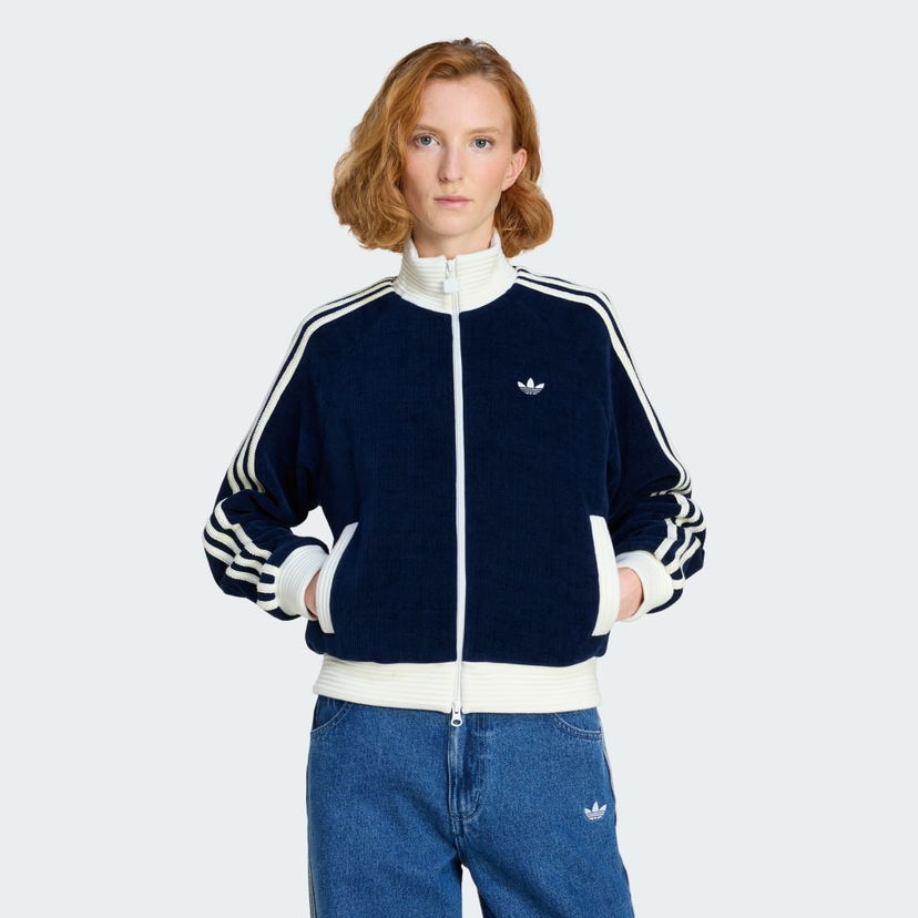 Jakke adidas Performance adidas Originals Velour Knit Track Top Mørkeblå | KS7779