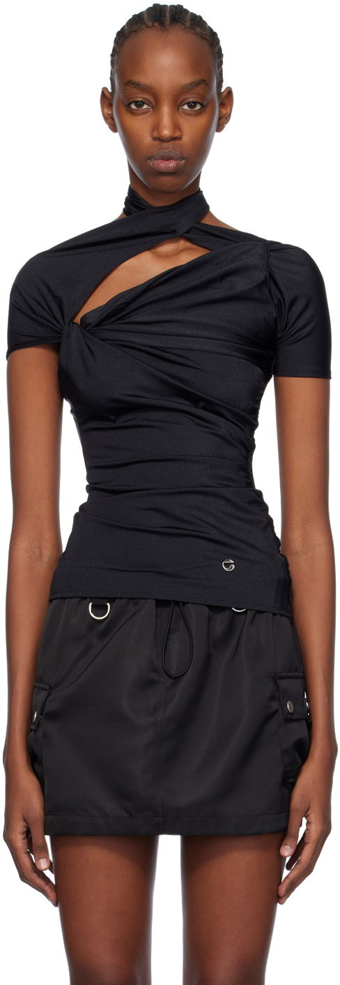 T-shirt Coperni Coperni Asymmetric Draped T-Shirt Sort | COPJS54545