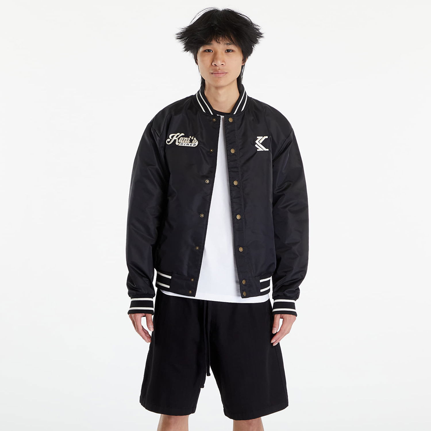 Bomberjakke Karl Kani OG Diner Bowling Jacket Black Sort | KM241-049-1, 0