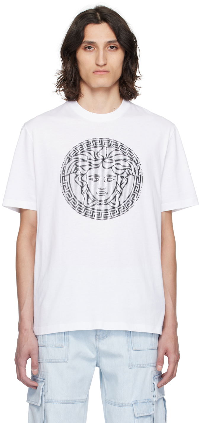 T-shirt Versace White Medusa Sliced T-Shirt Hvid | 1013302_1A10721