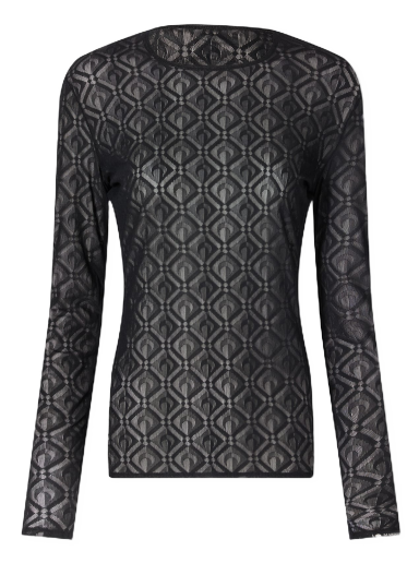 T-shirt Marine Serre Monogram Mesh Jacquard Second Skin Top Sort | WTO068-BK99