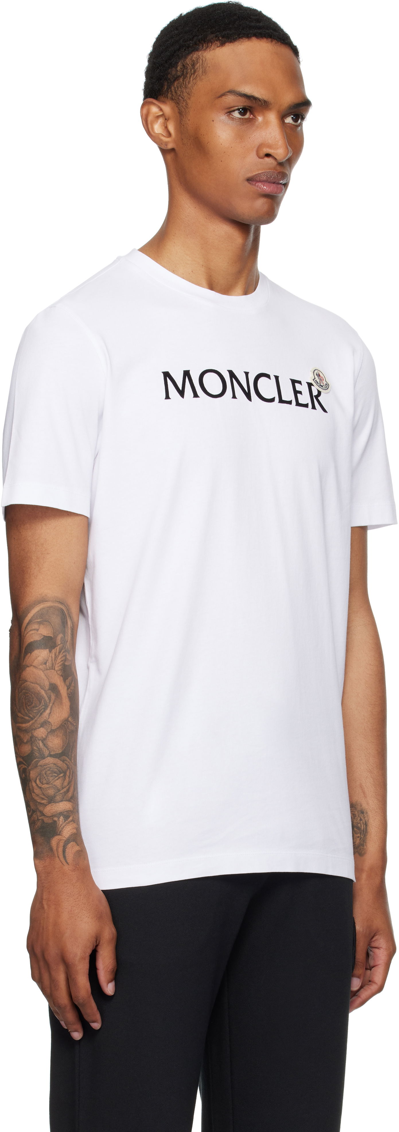 T-shirt Moncler Moncler Flocked Logo Cotton T-Shirt Hvid | K20918C000368390T, 1