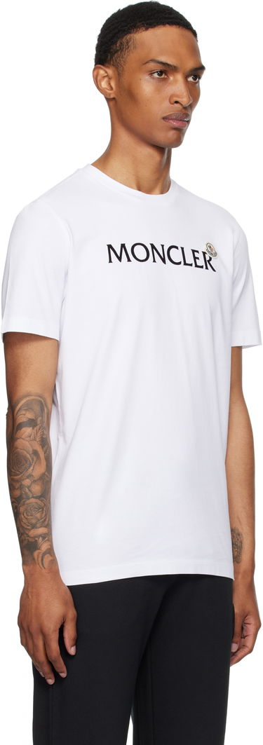 T-shirt Moncler Moncler Flocked Logo Cotton T-Shirt Hvid | K20918C000368390T, 1