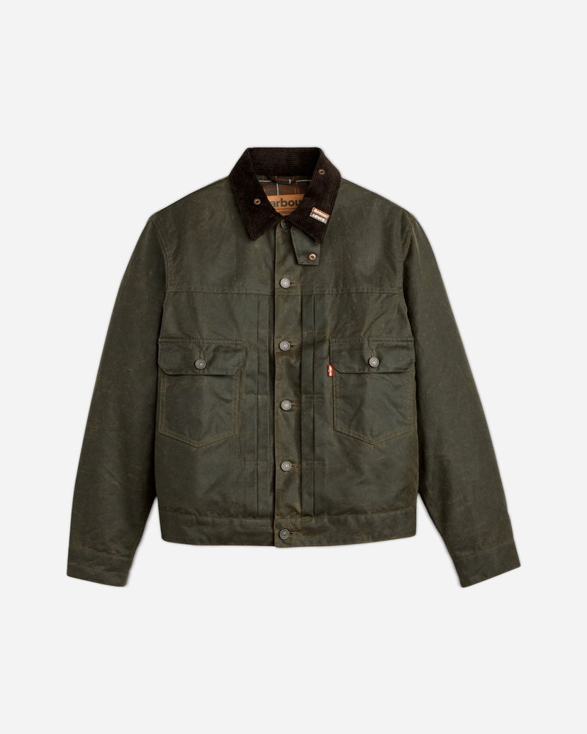Jakke Levi's Type II Waxed Trucker Jacket Grøn | 008GN00050 001