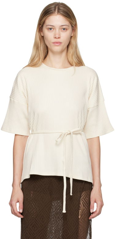 Sweater Baserange Baserange Shaw Tie-Waist T-Shirt Hvid | FSHT-RIB-000, 0
