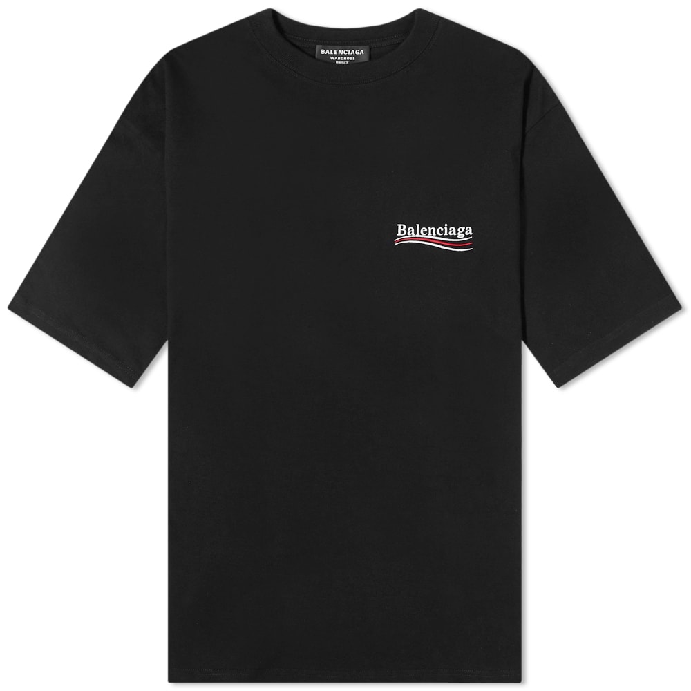 T-shirt Balenciaga Oversized Political Campaign Logo Tee Sort | 641675-TKVJ1-1070, 0