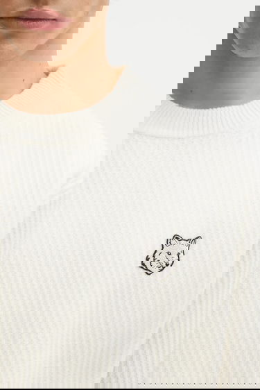 Sweater MAISON KITSUNÉ Fox Head Wool Ribbed Sweater Hvid | PM00811KT1149, 3