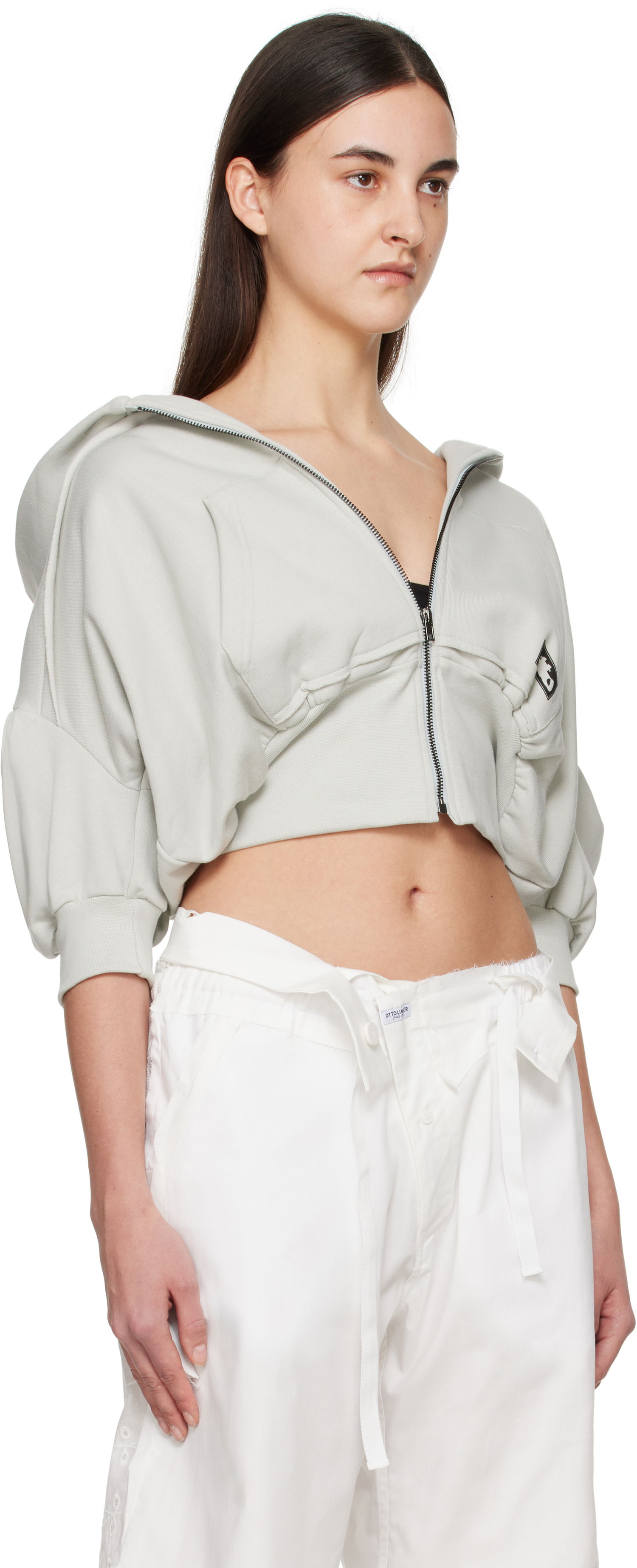 Sweatshirt Ottolinger Ottolinger Cropped Short Sleeve Hoodie Grå | 11560011502, 1