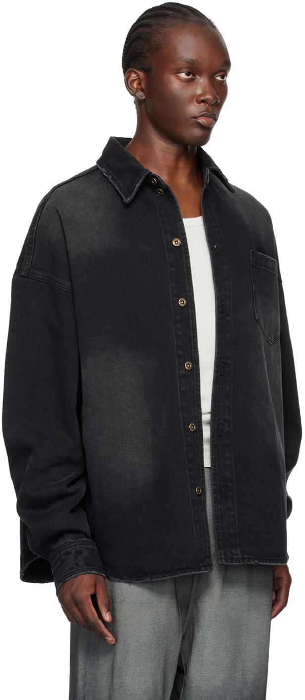 Skjorte We11done Distressed Denim Shirt Sort | WD-DB2-24-354-U-BK, 1
