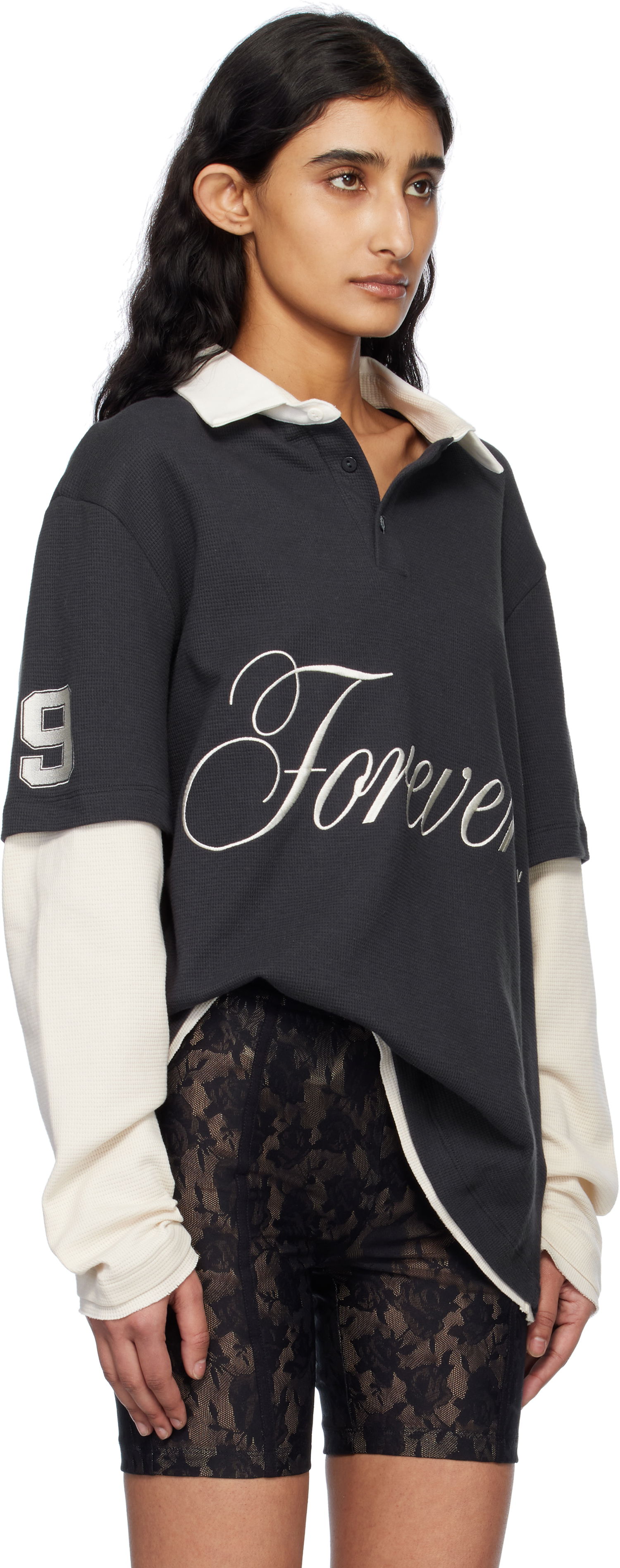 Polo skjorte MISBHV MISBHV 'Forever' Double Layer Polo Sort | 250W152, 1
