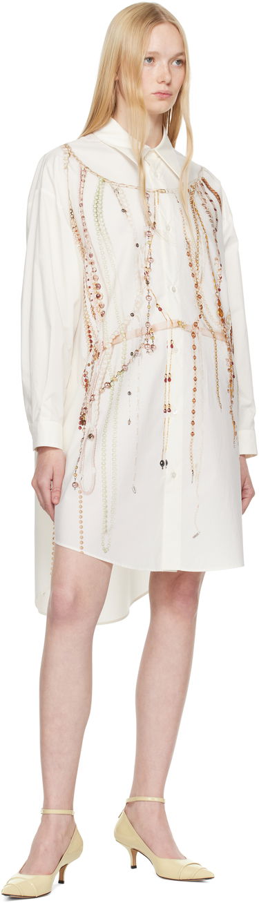 Kjole Maison Margiela MM6 Maison Margiela Pearl Print Shirt Dress Hvid | S62CT0250 M35462, 3