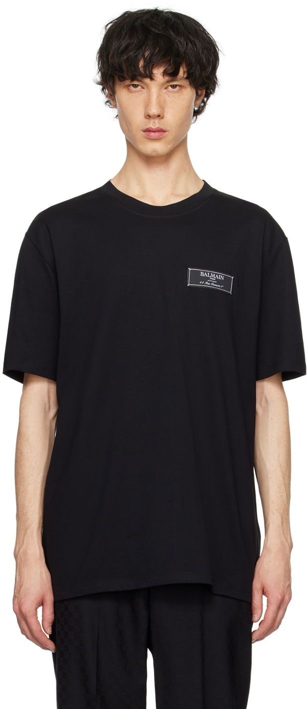 T-shirt Balmain Patch T-Shirt Sort | CH1EG000JB54