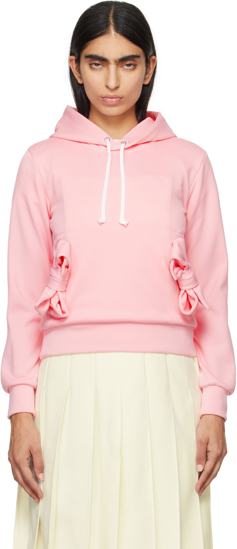 Sweatshirt Comme des Garçons Girl Polyester Jersey Bow Hoodie Lyserød | NN-T002-051