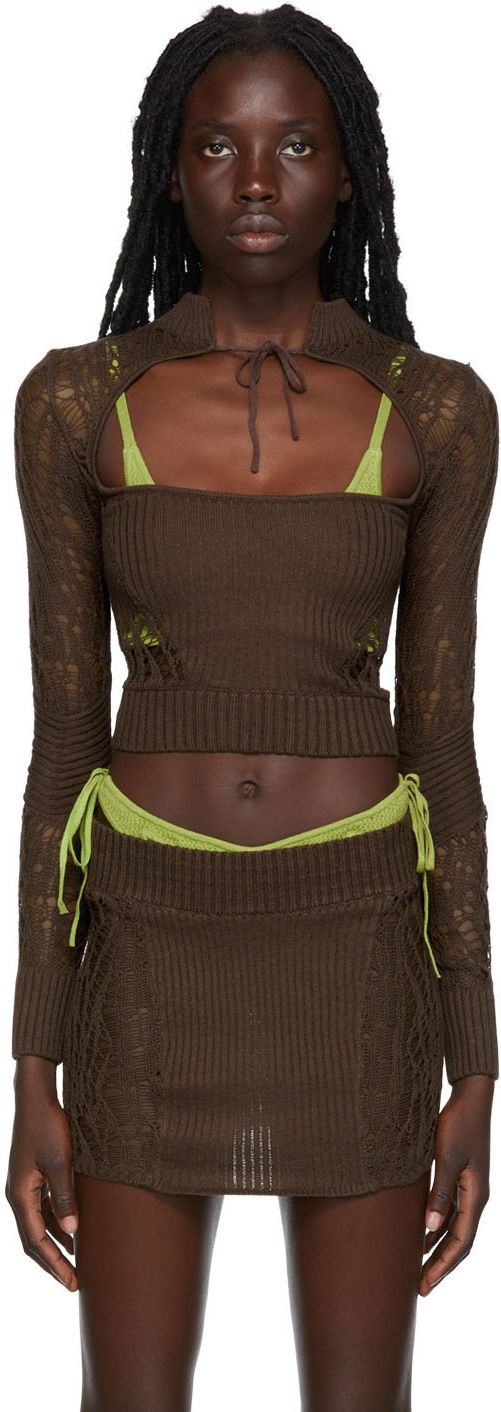 Sweater GUIZIO Guizio Cutout Turtleneck Top Brun | MCTT 2