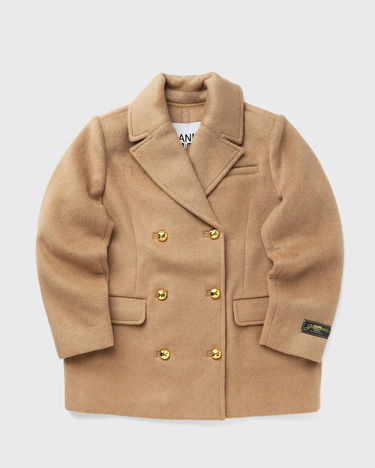 Jakke GANNI Double Faced Wool Double-Breasted Blazer Beige | W0876-399, 0