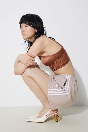 Shorts adidas Originals adidas Originals 3 Stripe French Terry High Waist Shorts Beige | IP0694, 5