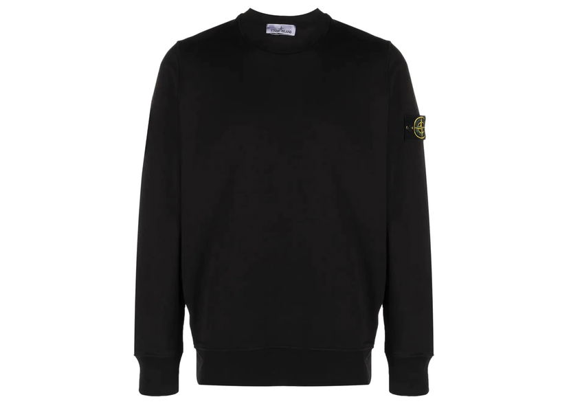 Sweater Stone Island Logo Patch Crewneck Sort | 791563051 A0029