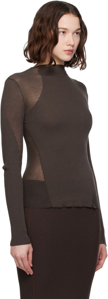 Sweater ROA Sheer Knit Sport Top Brun | RBWW042YA18, 1