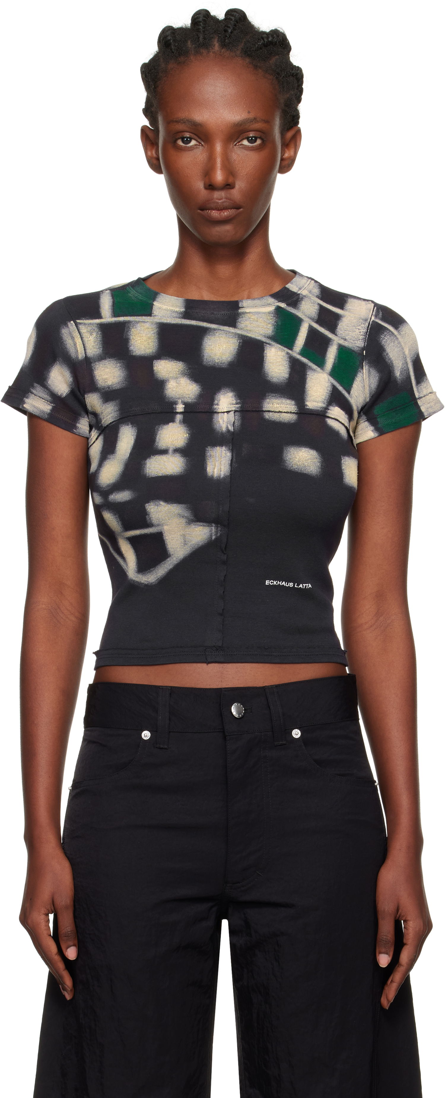 T-shirt Eckhaus Latta Eckhaus Latta Lapped Baby T-Shirt Sort | 303-EL-PF25-P -, 0