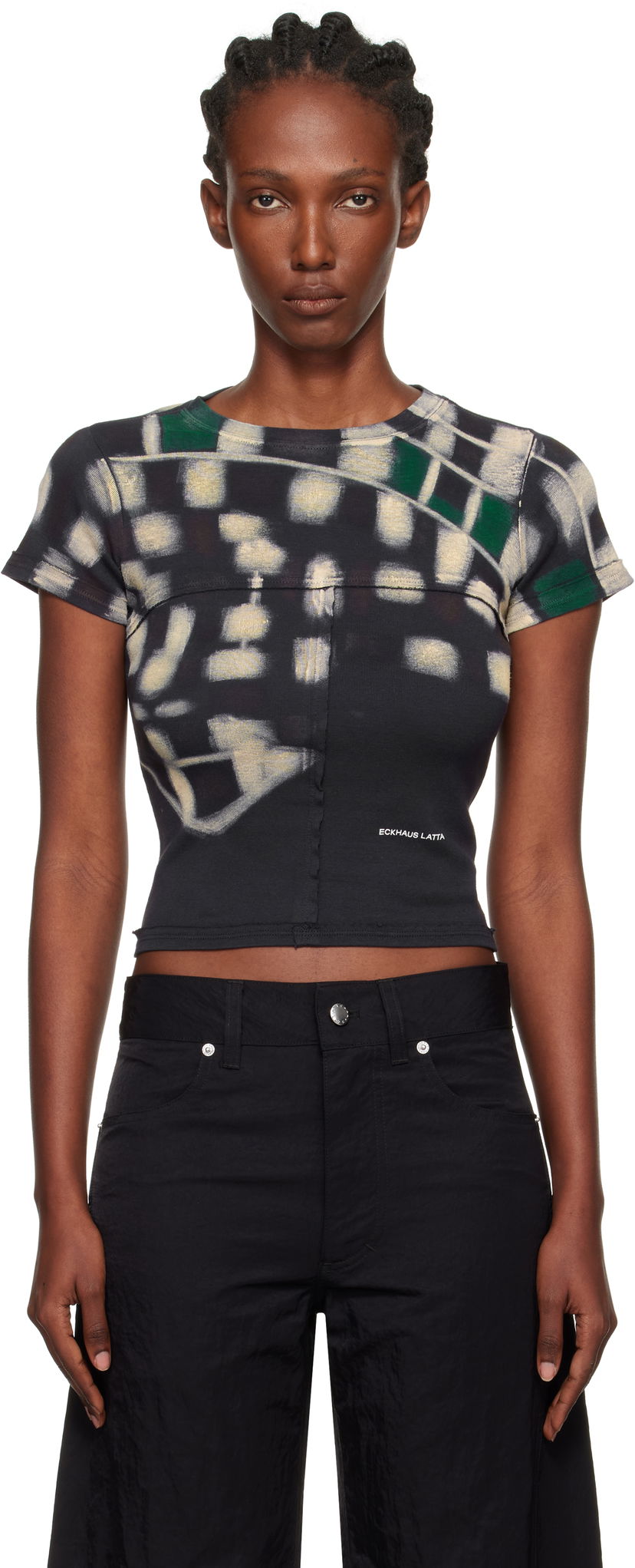 T-shirt Eckhaus Latta Eckhaus Latta Lapped Baby T-Shirt Sort | 303-EL-PF25-P -