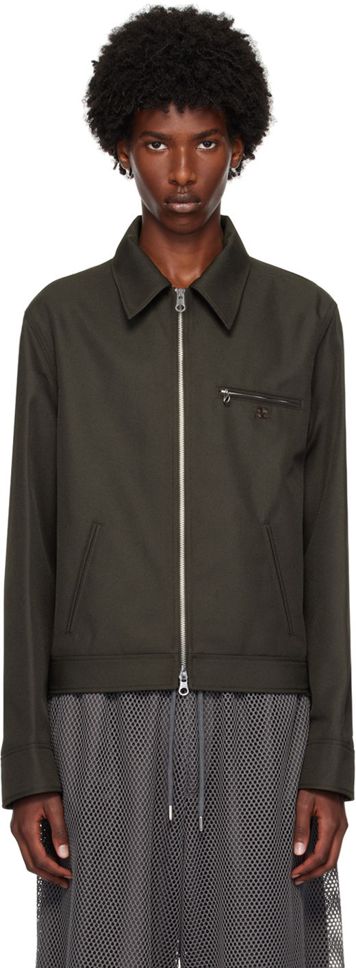 Bomberjakke Courrèges Signature Retro Zip-Up Jacket Grøn | 324CBL204PL0056, 0