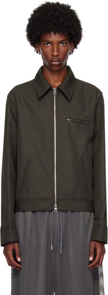 Bomberjakke Courrèges Signature Retro Zip-Up Jacket Grøn | 324CBL204PL0056, 0
