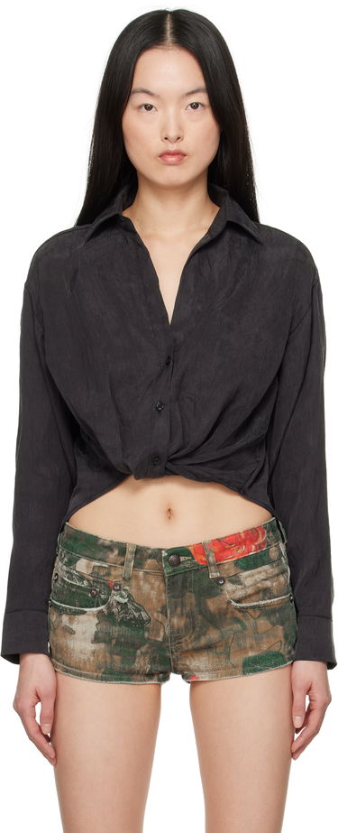 Skjorte R13 R13 Twisted Front Shirt Sort | R13WR382-R510A, 0