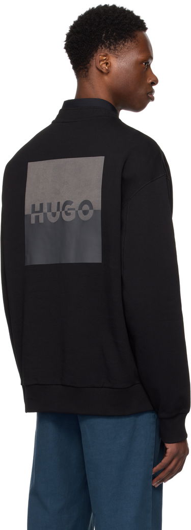 Sweatshirt BOSS Cotton-Terry Sweatshirt with Split Logo Sort | 50542847, 3