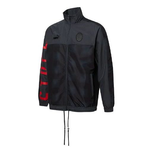 Vindjakke Puma Stand Collar Logo Jacket Sort | 758806-12