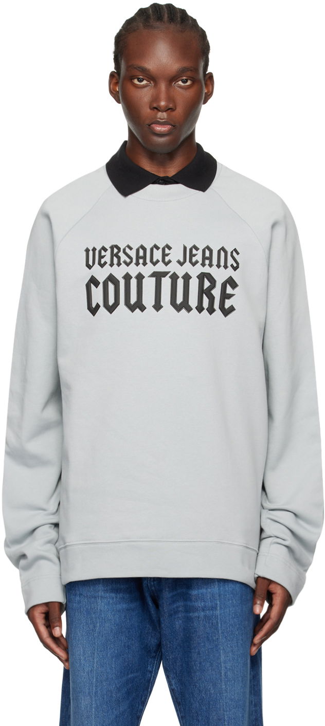 T-shirt Versace Jeans Couture Blue Appliqué Sweatshirt Grå | E77GAIL01_ECF02L