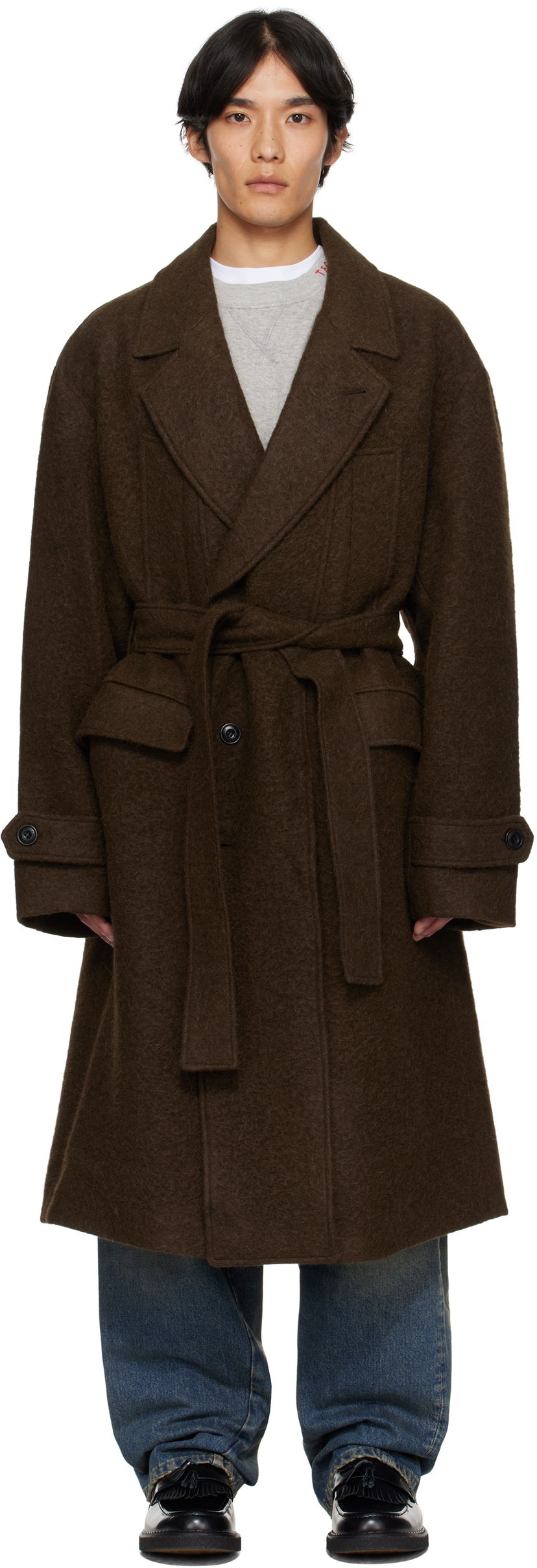Frakker Andersson Bell Andersson Bell Mattia Shaggy Wool Robe Coat Brun | awa714m