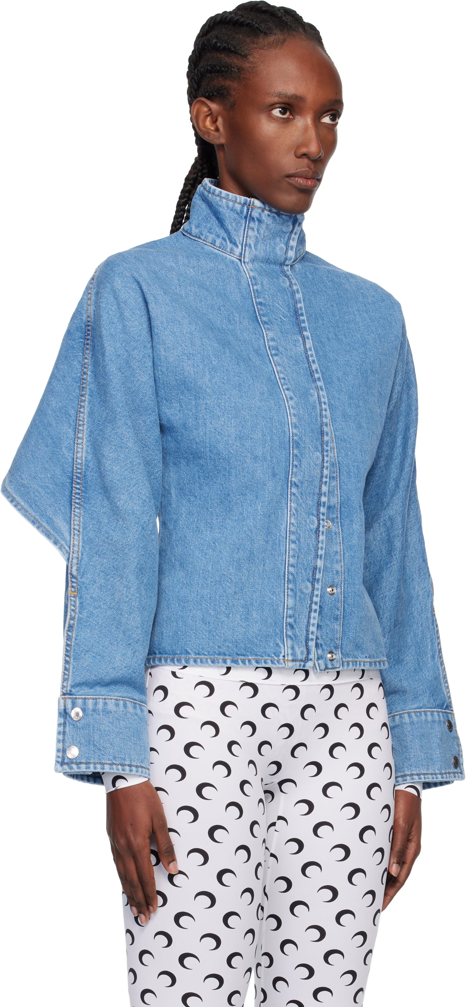 Jakke Marine Serre Moon Laser Wash Long Sleeve Denim Jacket Blå | WSI033ACDEN0002, 1