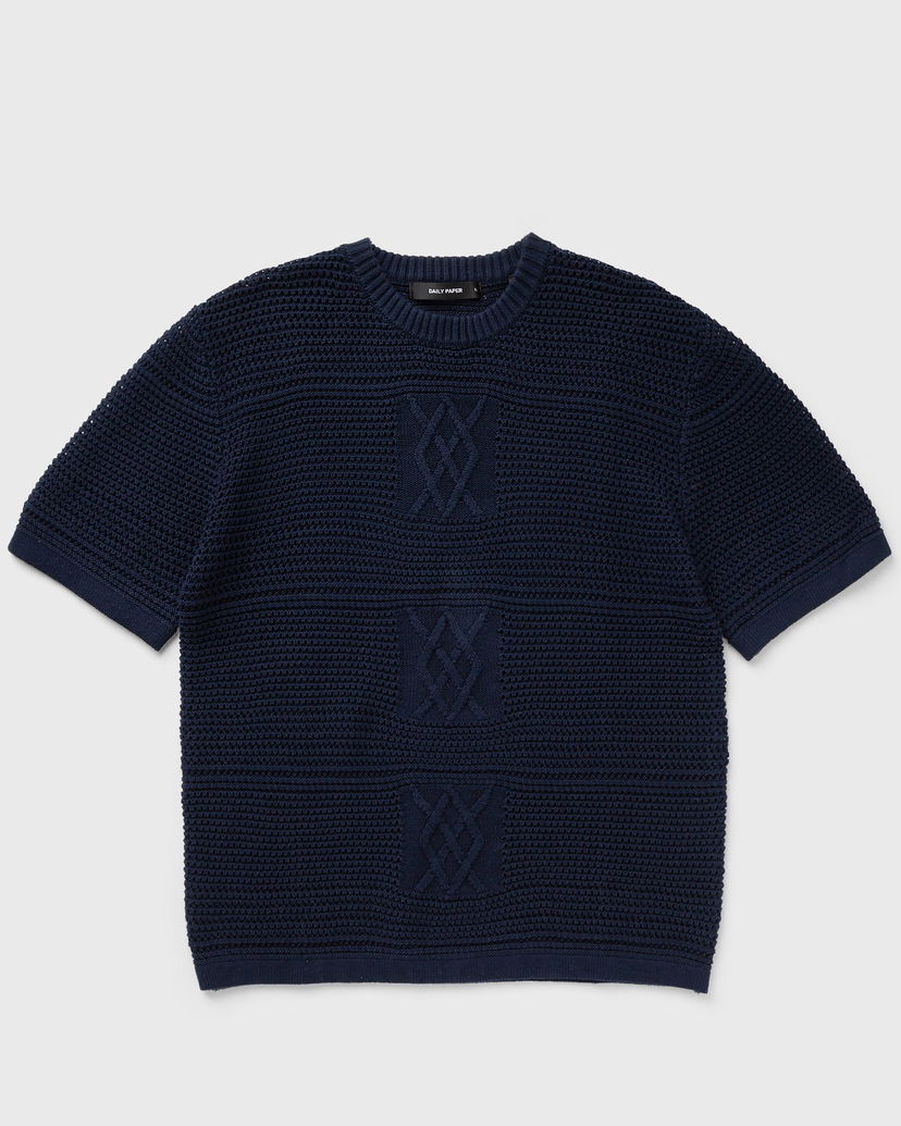 T-shirt DAILY PAPER Crochet Knitted T-Shirt Mørkeblå | 2511133