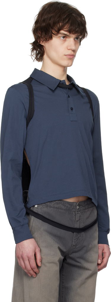 Polo skjorte Eckhaus Latta Eckhaus Latta Navy Cropped Polo Blå | 1202-EL-PS25-B - BLACKBERRY, 1