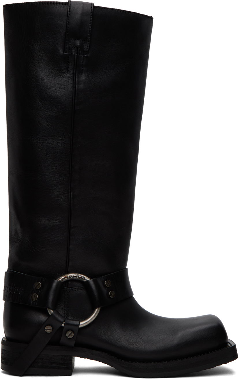 Tøj Acne Studios Black Buckle Boots Sort | AD0683-