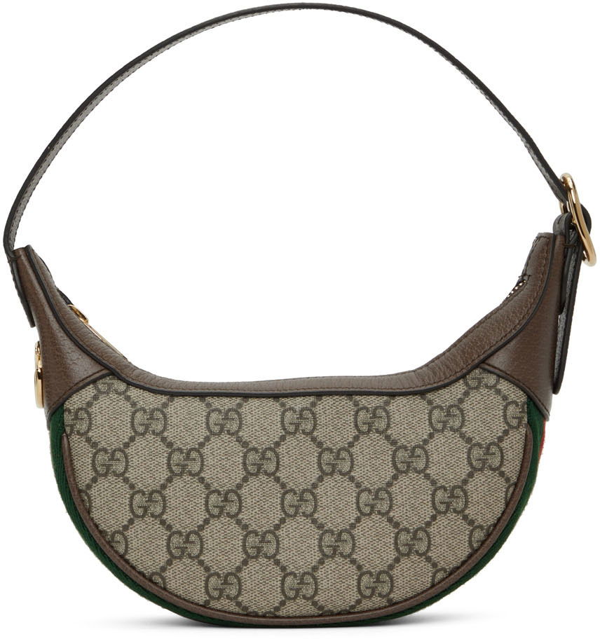 Skuldertaske Gucci Brown Mini GG Ophidia Grå | 658551 96IWG, 0