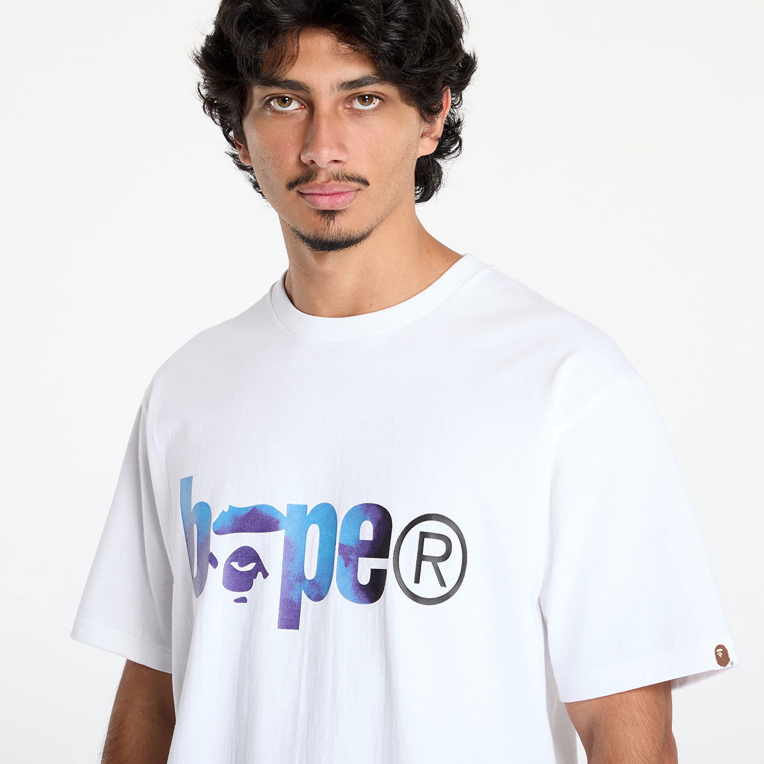 T-shirt BAPE Tie Dye Bape Logo Tee White/ Black Hvid | 001TEK801034M WH2, 1