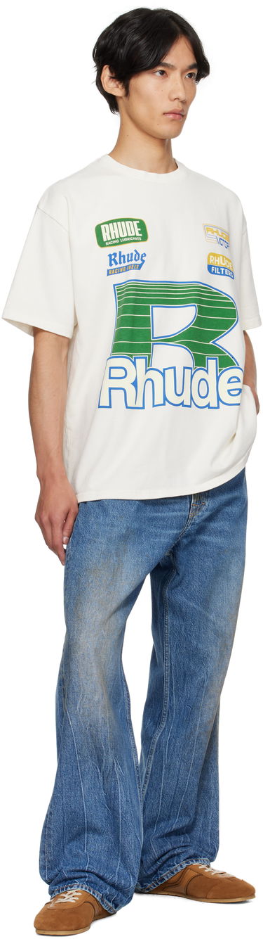 T-shirt Rhude Rhude Roadway Racing T-Shirt Hvid | RHPF25TT11012, 3
