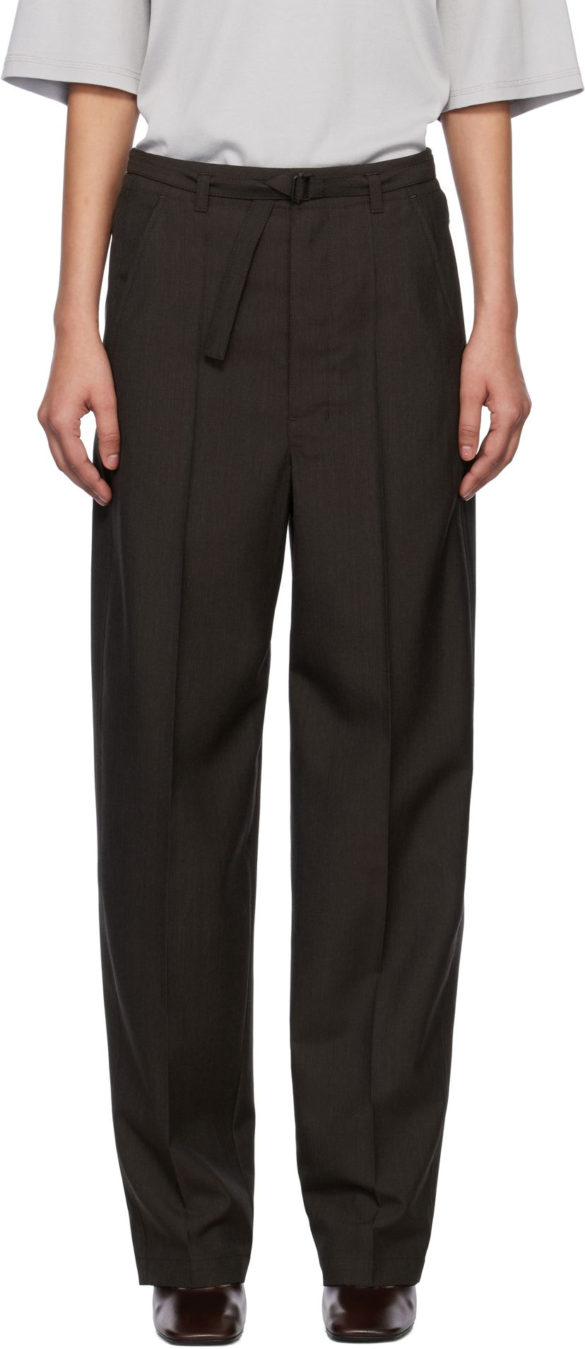 Bukser LEMAIRE Lemaire Belted Tailored Trousers Brun | PA1198 LF414