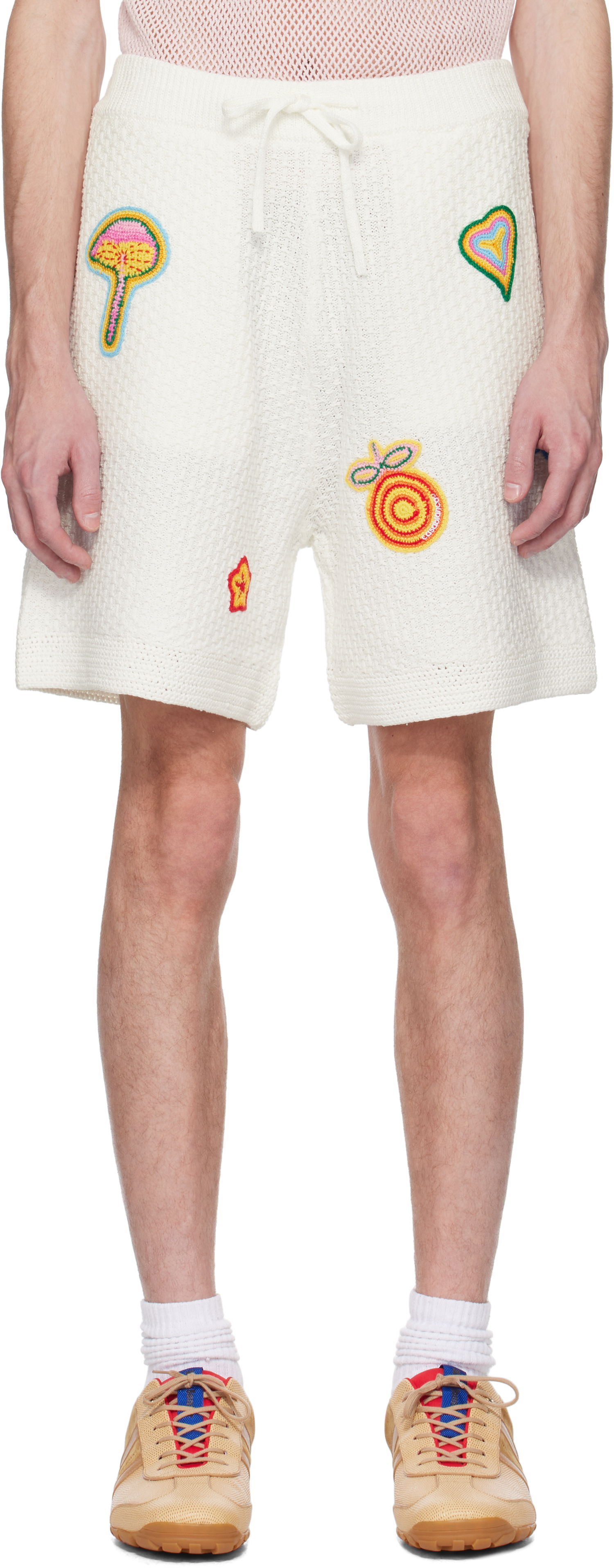 Shorts Casablanca Casablanca Motif Crochet Shorts Hvid | MS25-KW-916-01, 0