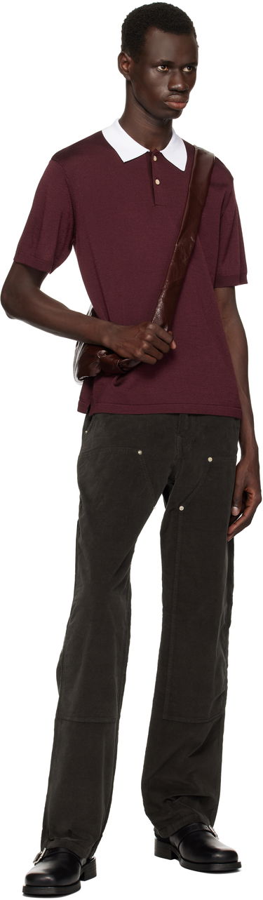 Polo skjorte Wales Bonner Wales Bonner Sun Polo Bourgogne | US25KN20-KN01-350 RAYON / MERINO, 3