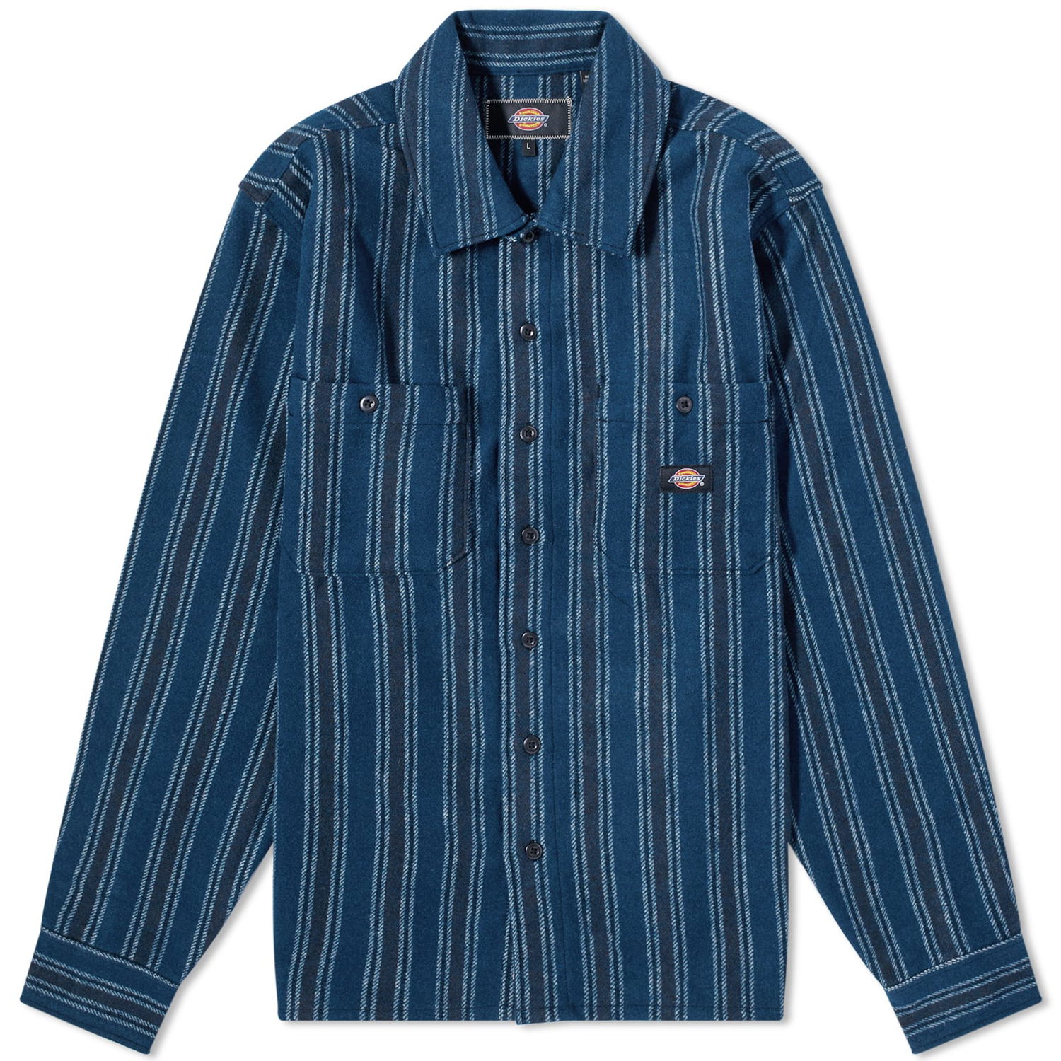 Skjorte Dickies Hope Stripe Overshirt "Dark Western Stripe" Mørkeblå | DK0A4YI6G221, 0