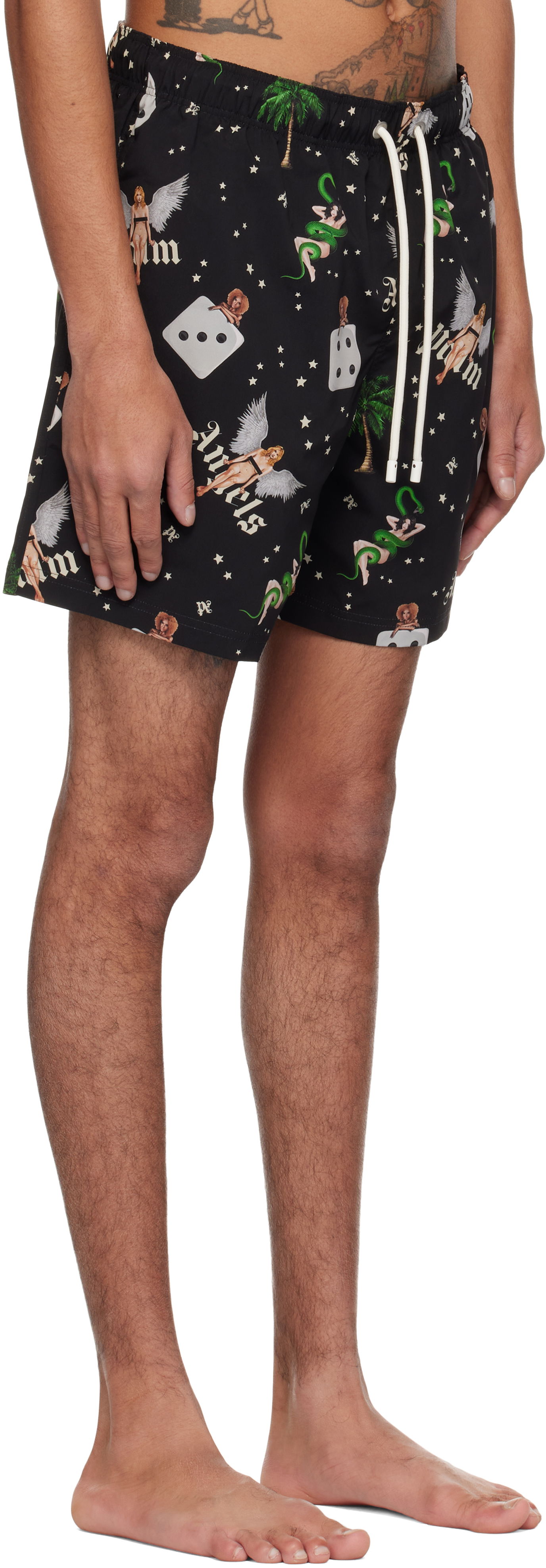 Badetøj Palm Angels Palm Angels Pin Up Print Swim Shorts Sort | PMFD012S25FAB0051084, 1