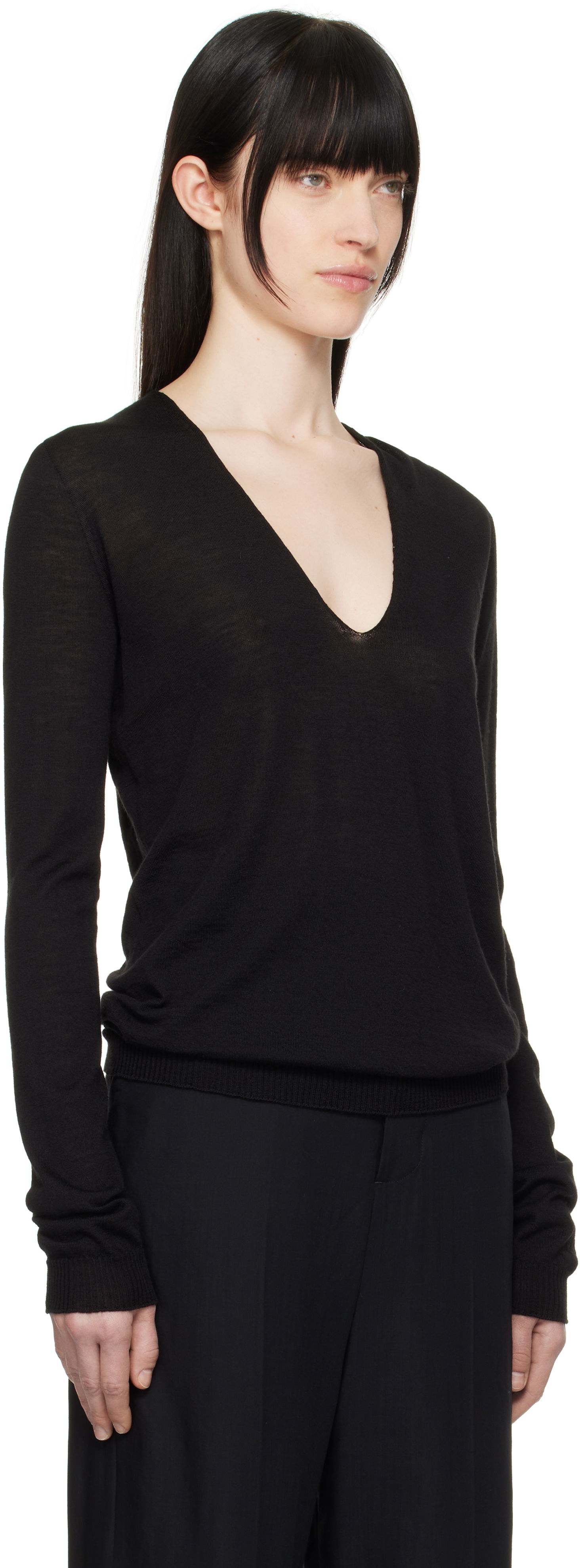 Sweater Rick Owens Rick Owens Hollywood V-Neck Sweater Sort | RP01E7623 M, 1