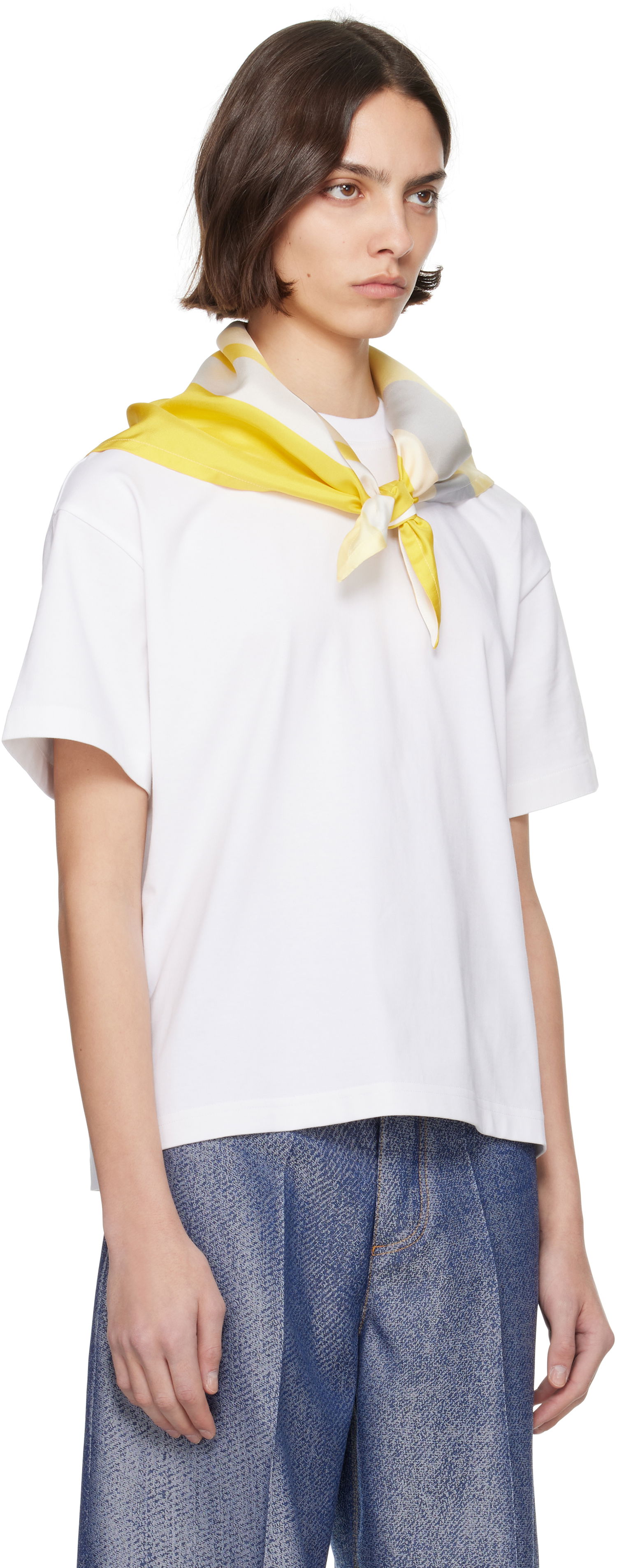 T-shirt Bottega Veneta Bottega Veneta Pima Cotton T-Shirt with Scarf Gul | 825353 V5EO1, 1