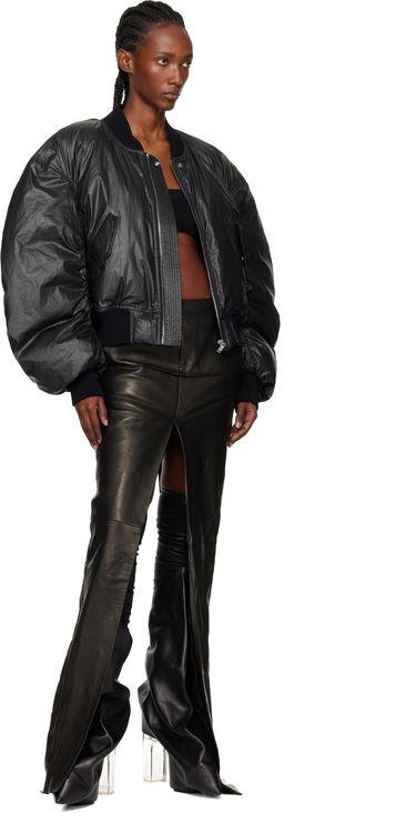 Nederdel Rick Owens Concordians Sliced Draped Leather Maxi Skirt Sort | RO02E4387 LNV, 3