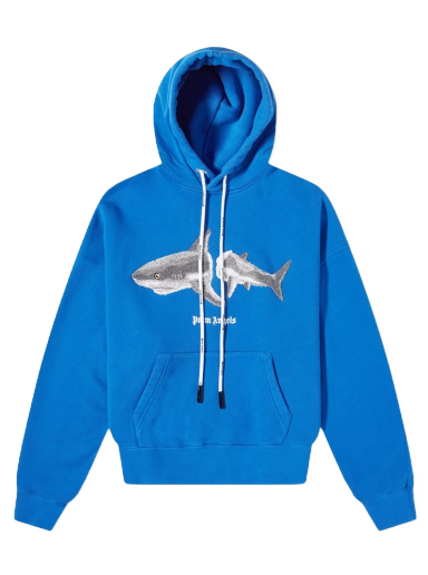 Sweatshirt Palm Angels Shark Popover Hoody Blå | PMBB058S22FLE0054509