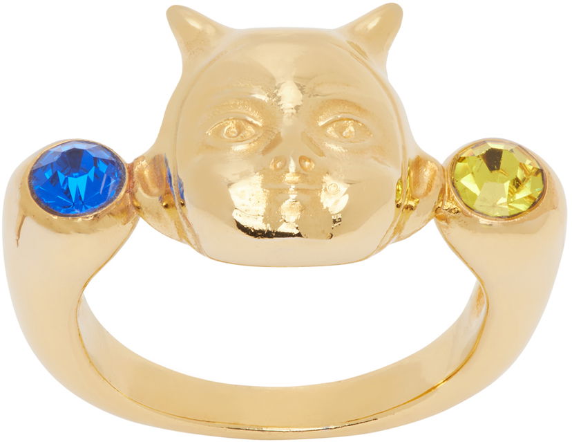 Ring Chopova Lowena Horned Face Ring with Gemstones Metalisk | 6458