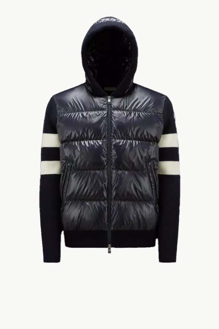 Sweater Moncler Padded Wool Cardigan Mørkeblå | I20919B00017M1131742